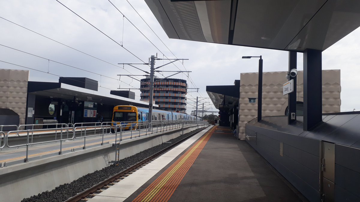 MelbOnTransit's tweet photo. Great new station. Densifying area. Could do with more frequency! #springst #upgradeupfield https://t.co/JxXo83Sxb5
