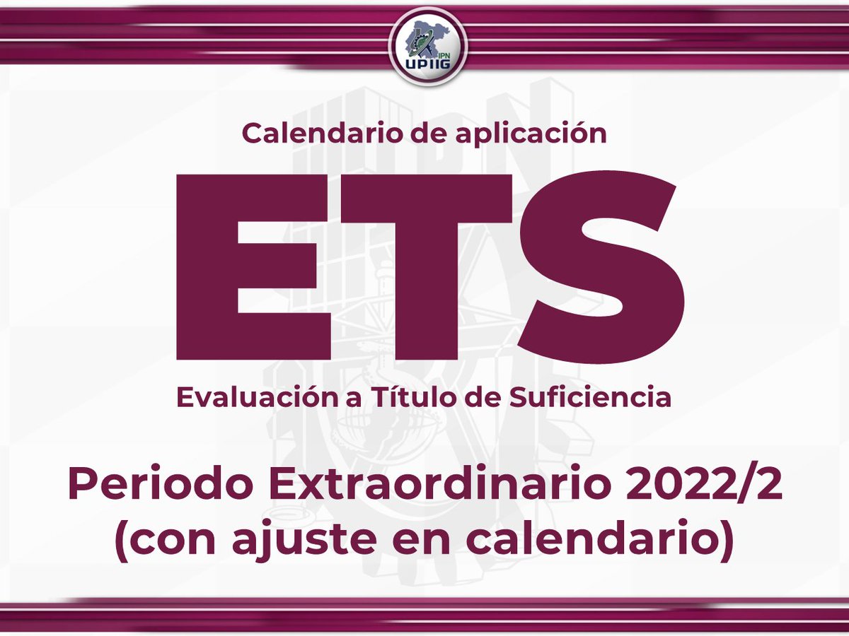upiig_oficial's tweet photo. ℹ Ya está disponible el calendario de ETS del periodo Extraordinario 2022/2 con ajuste en la agenda.

🌐 https://t.co/4bH4tVQJ41 https://t.co/gfCEZy9trN