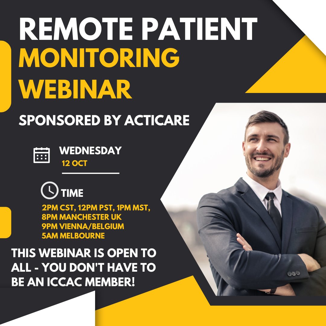 Join ICCAC this Wed for a sponsored webinar by Acticare. This will be a comparison of hospitals utilizing Remote Patient Monitoring (RPM) post-VAD implant presented by Jeffrey Snider, BA, BSN and Jason Miller, Data Analyst. Link for the meeting: meet.google.com/pzy-earm-bpt