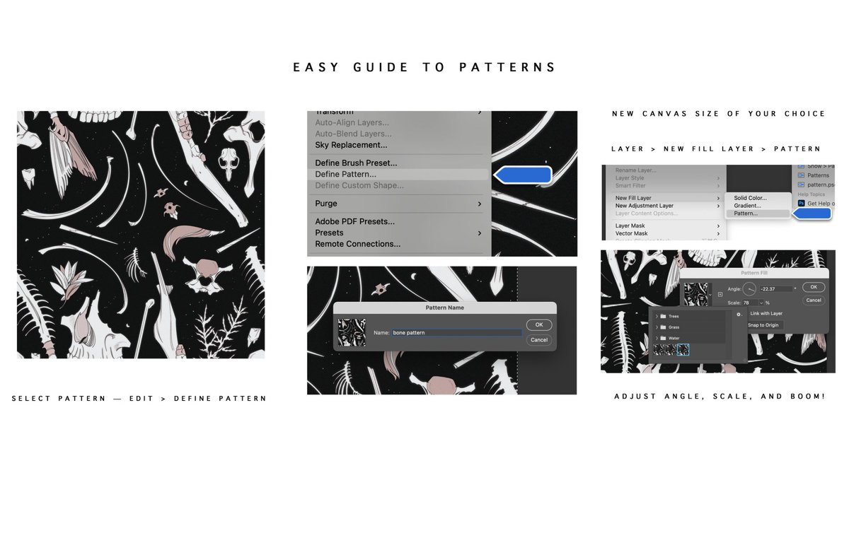 sabattons's tweet image. thought I would throw together a very basic tutorial on how to make repeating patterns that feel dense and full.
this is nothing new, and actually based on a video I watched in college on how to do this traditionally — but the more art tutorials, the better 💜