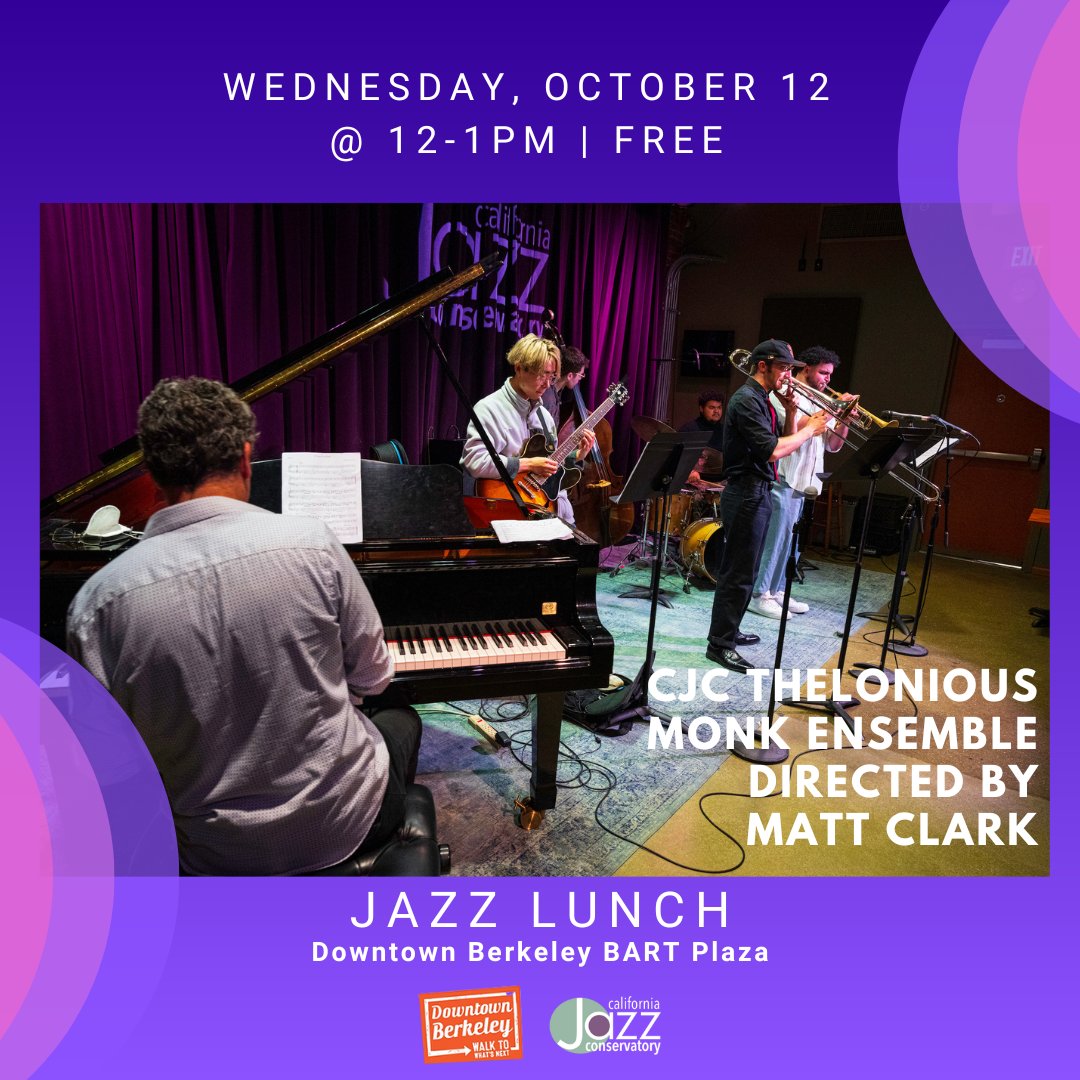 the_jazzschool's tweet photo. Our final Jazz Lunch session is happening this Wednesday. We’ll see you there! 👀
#bayareamusic #downtownberkeley #berkeley #visitberkeley #cjc #TheloniousMonk #MattClark @VisitBerkeley @dwntwnberkeley https://t.co/Zdrt3eJEbI