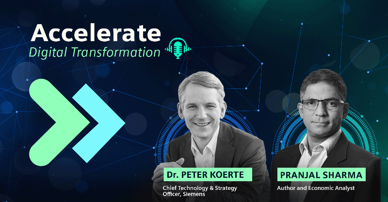 SiemensIndia's tweet photo. Tune into the discussion between @PeterKoerte, Chief Technology &amp; Strategy Officer, Siemens, &amp; @pranjalsharma, Author &amp; Economic Analyst, about the launch of #SiemensXcelerator in India &amp; how it'll accelerate #digitaltransformation across verticals.