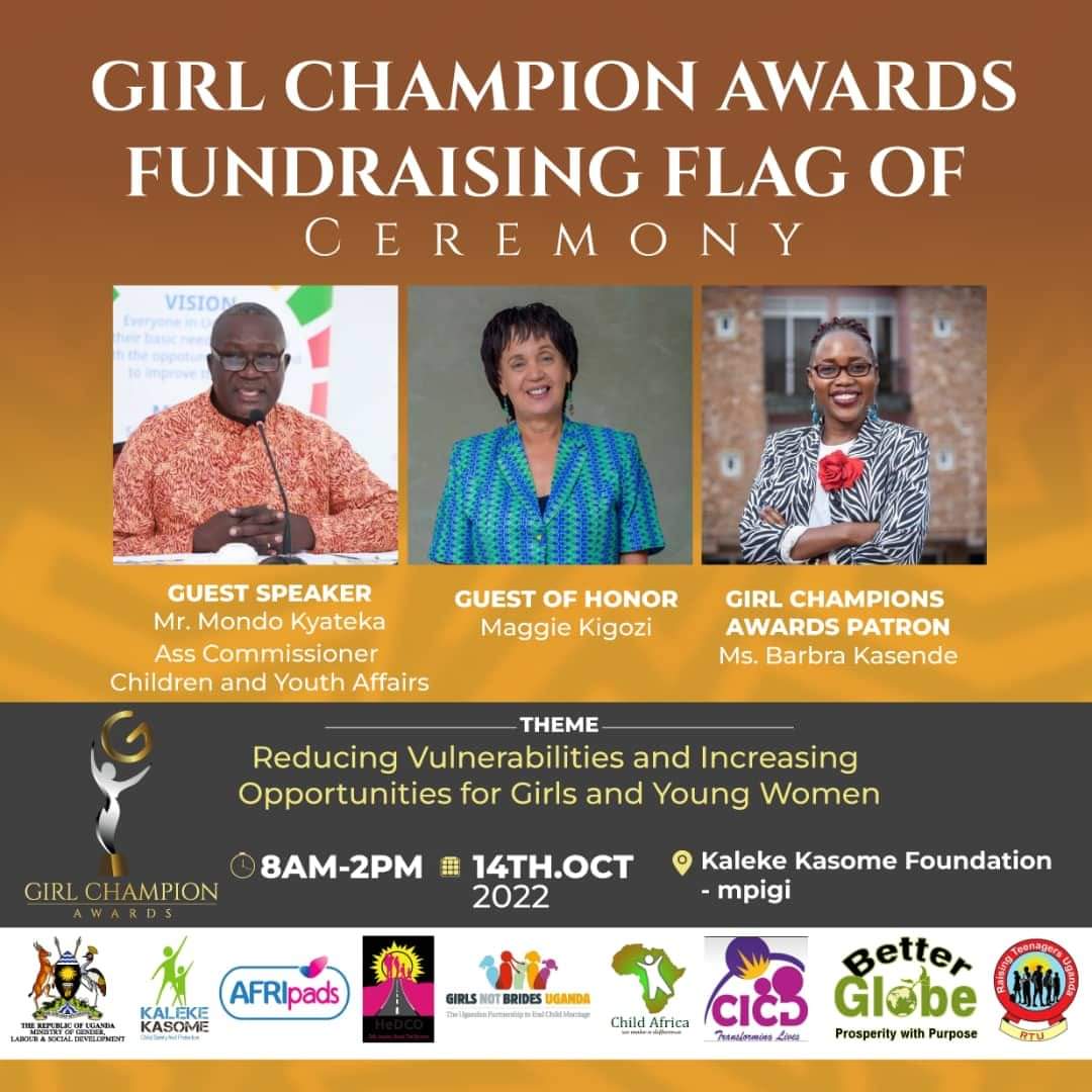 Come join us this friday the 14th October for the Post - International Day of Girls to further amplify a unified voice on critical issues affecting girls and young women across Uganda today.

#GCA2022 #IamaGirlChampion