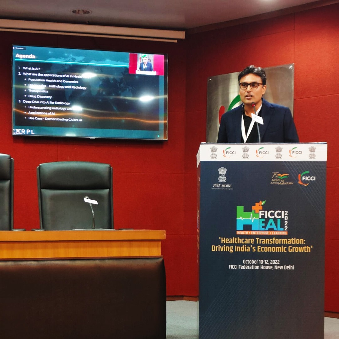 CARPLai's tweet photo. Catch a glimpse of our team of experts Dr. @VidurMahajan1, Dr. @Bhanushreebahl, and @ShraddhaMitt22 as they explain the potential of AI solutions in healthcare through real-world applications.
#FICCIHealthServices #FICCI2022 #HealthConference #FICCIheal #FICCIheal2022 #AI https://t.co/LcbzlZakCw