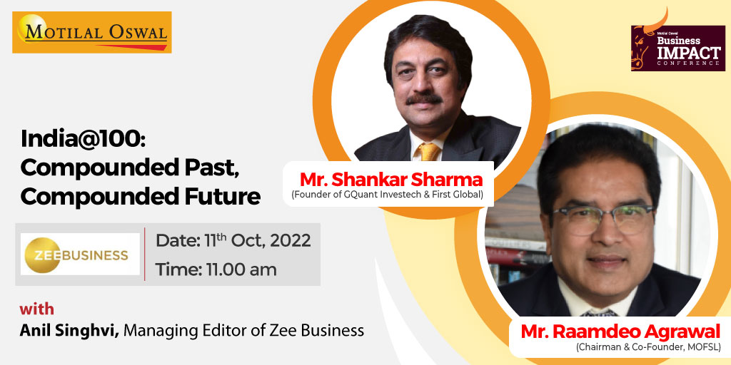 MotilalOswalLtd's tweet photo. Watch Mr. @Raamdeo Agrawal, Chairman & founder, MOFSL and Mr. @1shankarsharma, founder @GQInvestech & @firstglobalsec in a panel discussion moderated by Mr. @AnilSinghvi_ Managing Editor, @ZeeBusiness at 11 am today
#MOBIC #MotilalOswal #ThinkEquityThinkMO https://t.co/JxZzgalRwP
