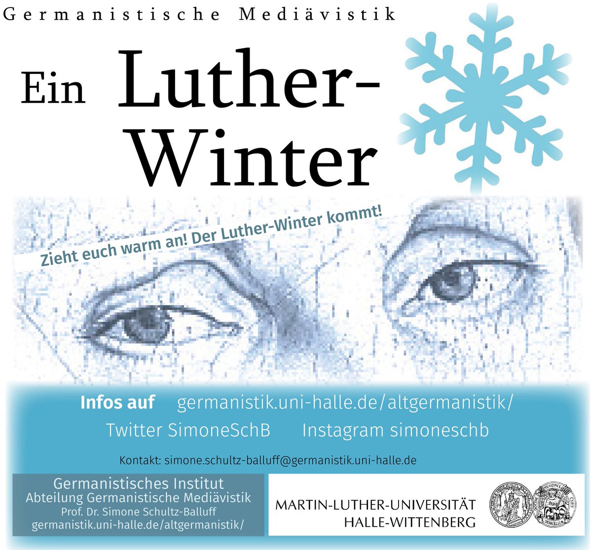 SimoneSchB's tweet photo. Wir würdigen dieses Semester den Namensgeber unserer Uni: Seminare, Gastvorträge und 'Codex to go'. Zieht euch warm an - der Luther-Winter steht vor der Tür! #unihalle https://t.co/cWplMZprJy