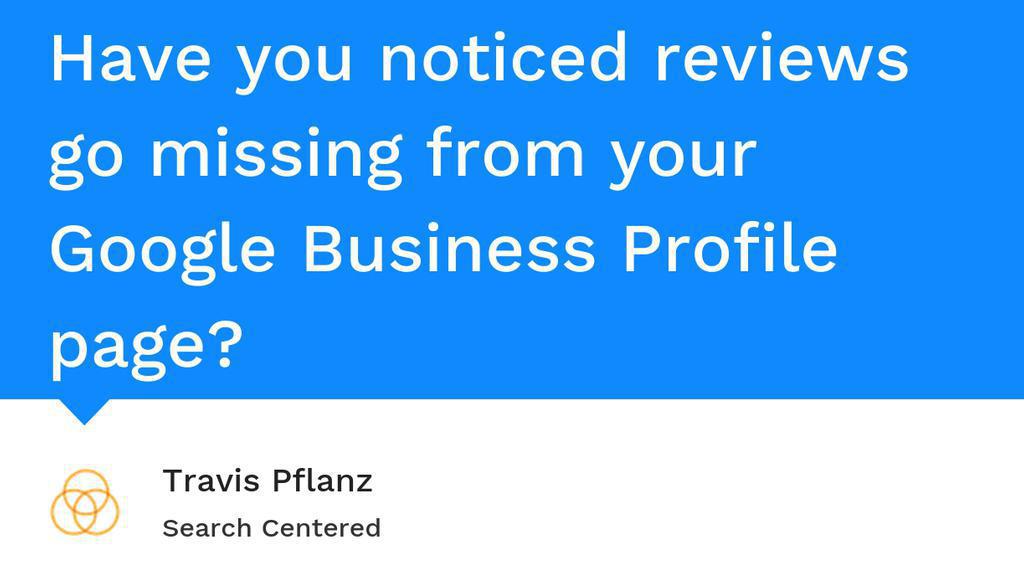 searchcentered's tweet photo. You shouldn't worry too much if few of your Google Business Profile reviews disappear... 27 reasons why it happened and how you can "move on."

Read the full article: Missing Google Reviews or Why Did Google Delete My Reviews?
▸ https://t.co/DapYZLZQKl

#googlebusinessprofile https://t.co/atW06NSHNh