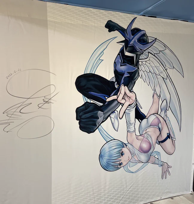 天王寺の #桂正和展 行ってきたよー!写真撮れないけど、タイバニ2の展示が膨大!(今アニメやってるからね)桂先生、デザイナーとしても素晴らしいので、途中でため息しか出なくなるよダブデカもあったので、あれシルクスクリーンで売って欲しかった! 