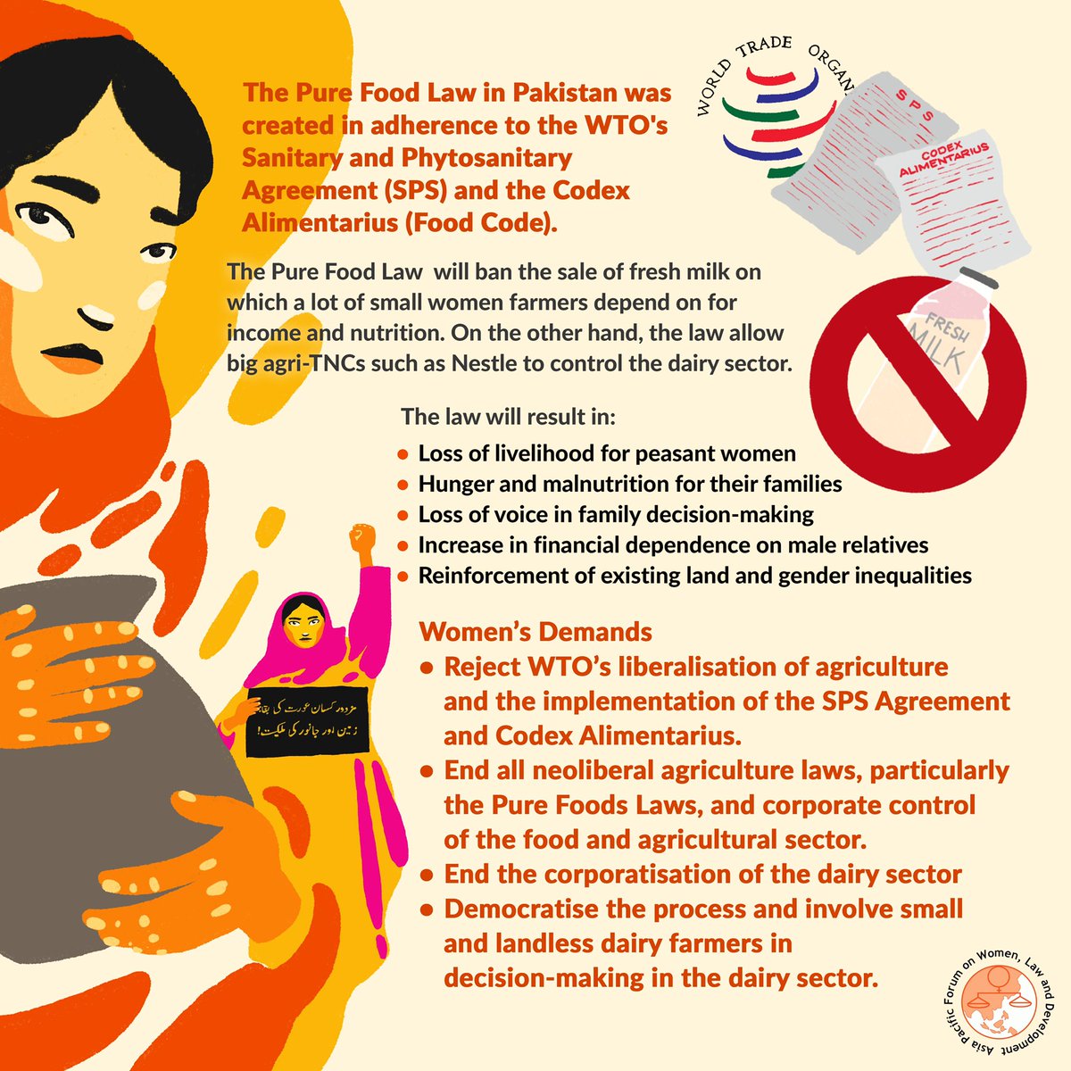 apwld's tweet photo. Since 1995, the World Trade Organisation (WTO) has facilitated the decimation of rural women’s livelihoods and allowed corporations to control food and agricultural value chains. Below shows how WTO rules are affecting rural women in Pakistan and in South Korea.

#NoToWTO https://t.co/qVdx0Kdtnt