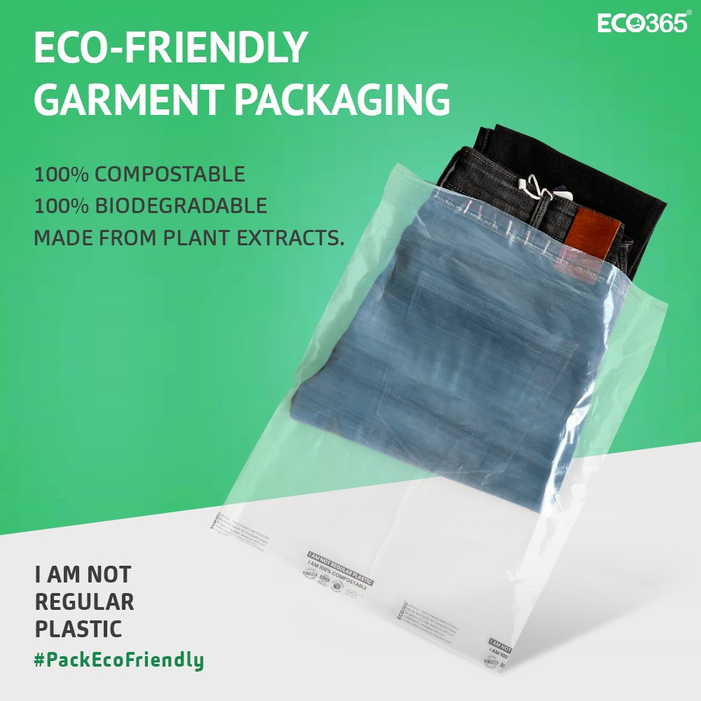 Eco365_Gogreen's tweet image. Eco-friendly plant-based compostable bioplastic for garment packaging. Transparent grade. It goes back to nature once compostable, it has a much shorter life when compared to regular BOPP/PP or LD bags. 
#packingbags #ecofriendlypackaging