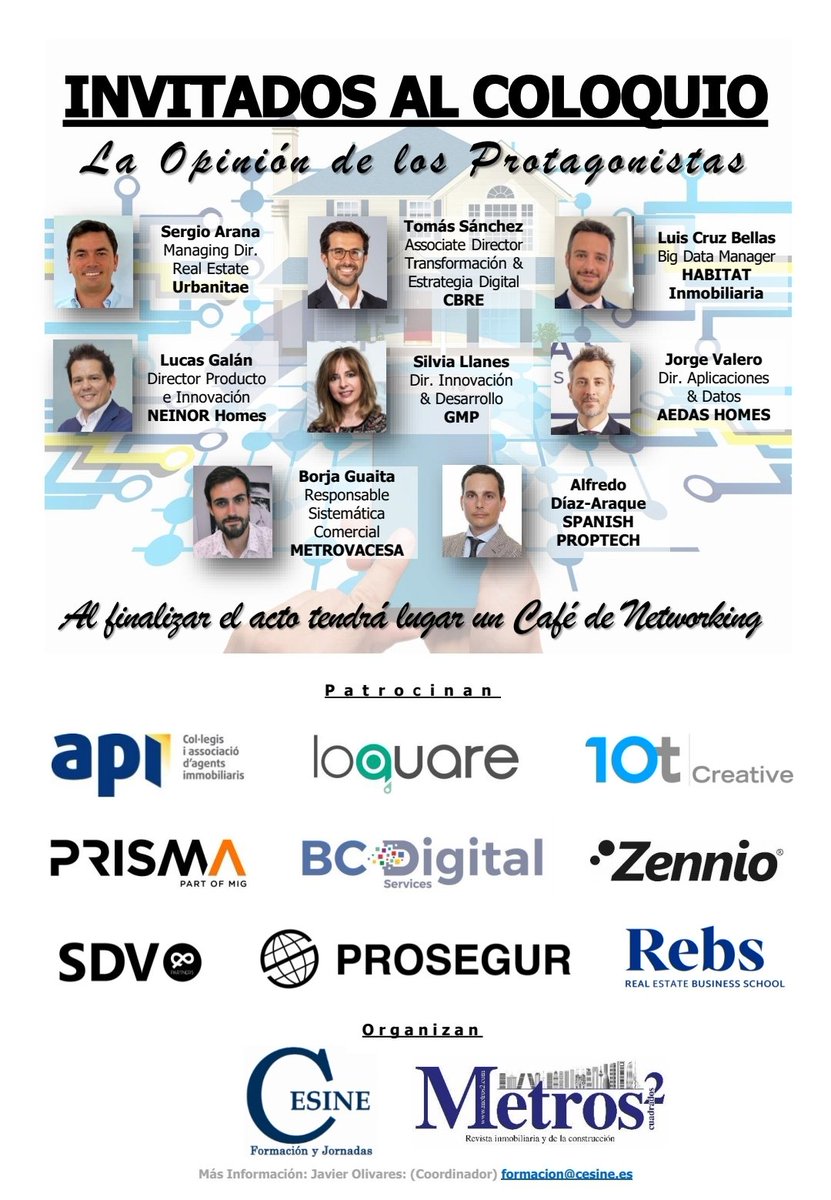 CesineEditorial's tweet photo. #Proptech, #Construtech & #Fintech:
El futuro tecnológico del real estate a debate en #SMART_PROP_3,
Os presentamos a los invitados al coloquio: @urbanitae @CBRE_es @tsanchezcolomer @Habitat_Inmo @NeinorHomes @jorgevaleroe @alfredodam @metrovacesa @LucasGalan_ https://t.co/62e0aWyhLw