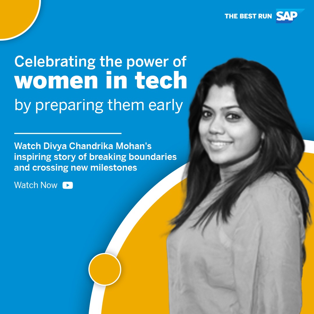 SAP has launched the ‘Women in Tech’ inspiring women worldwide to chase their dreams

This #InternationalGirlChildDay, let’s watch one such story of Divya Chandrika Mohan and understand the importance of preparing our girl child early for the journey - sap.to/6016MgoV4