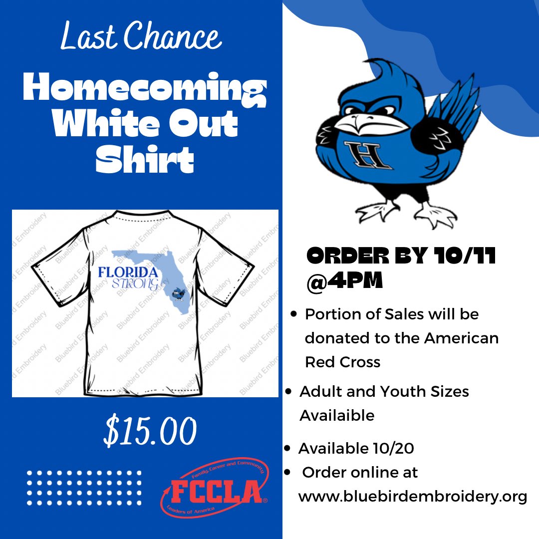 birdsembroidery's tweet photo. Last chance to order Homecoming shirts! https://t.co/4tzrooTswt