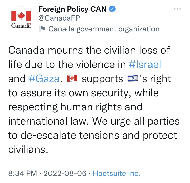 CJPME's tweet photo. Canada (@CanadaFP) when Russia deliberately targets civilians in Ukraine vs. when Israel deliberately targets civilians in Gaza. https://t.co/shGeziOOWO