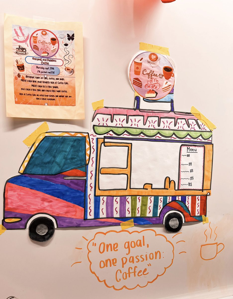 SparkWonder_EDU's tweet photo. First quarter was a whirlwind. I didn’t have much time to post, but I finally got a chance to post more student work in the classroom today. We ended the quarter with our food truck showcase.  It is exhilarating to see kids excited about their work. https://t.co/6KeG8BMbCG