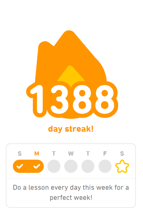 In today's #DuolingoStreakYear, 1388, the revision of Wycliffe's Bible was completed by John Purvey, and Wycliffe's followers, known as the Lollards, began to be persecuted in England.
