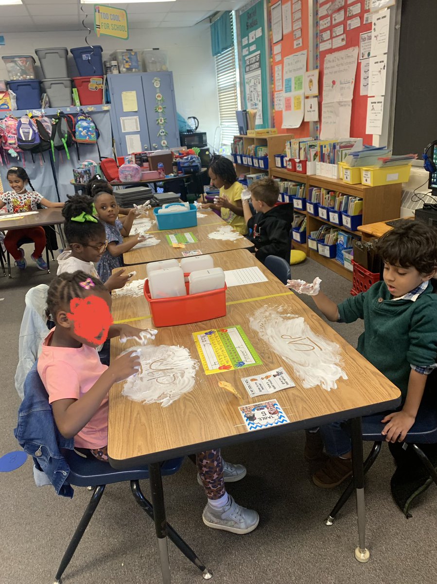 vwiz3's tweet photo. I can’t think of a better way to learn how to spell words than to use shaving cream to spell them! @bellsferryelem https://t.co/nuzUQm9awi