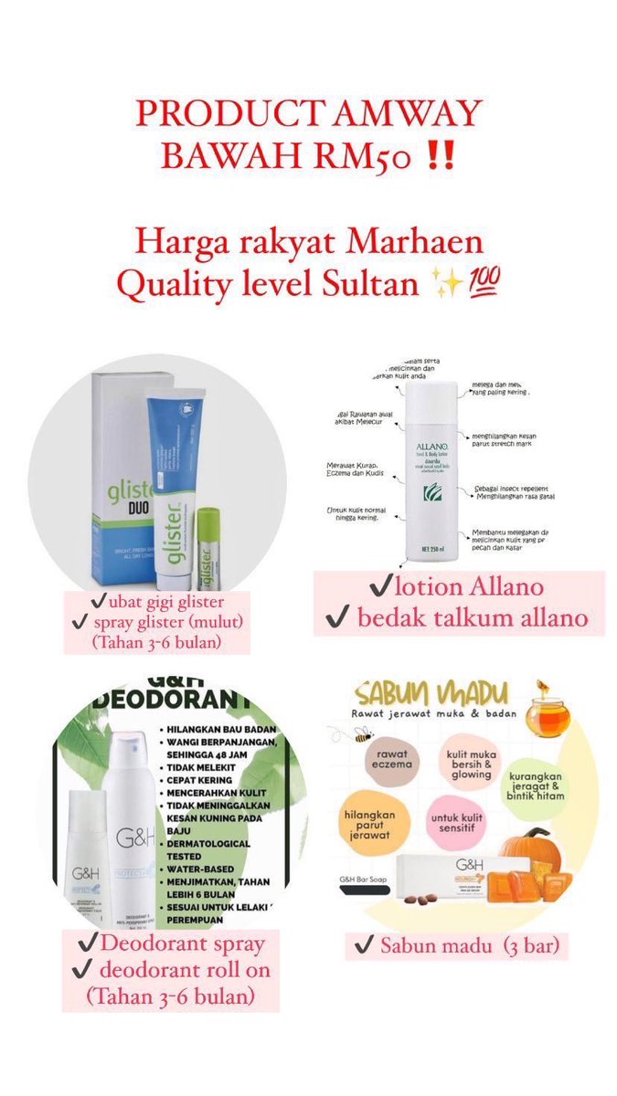 bynraz's tweet photo. Jarang la orang taktahu product amway sekarang, dulu femes zaman mak mak kiteeee. ‼️
Link in bio ✨ #amway #productamway #glister #bioC #allano #ABO https://t.co/w1zclL48SF