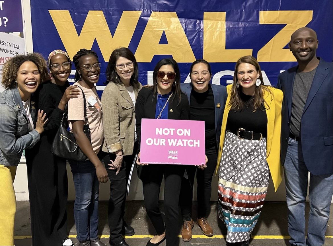 Fun night to proudly say that reproductive rights are human rights. Lt. Gov. <a href="/peggyflanagan/">Peggy Flanagan</a> led the way as Sen. <a href="/KariDziedzic/">Senator Kari Dziedzic</a> and Rep. <a href="/mohamudnoor/">Mohamud Noor</a> welcomed <a href="/ClareOumou/">Clare Oumou Verbeten</a> <a href="/go4esther/">Esther Agbaje for State Rep.</a> @ZaynabForSenate <a href="/MariaIsa/">Representative María Isa</a> and @alicia4duluth to Northeast Minneapolis.