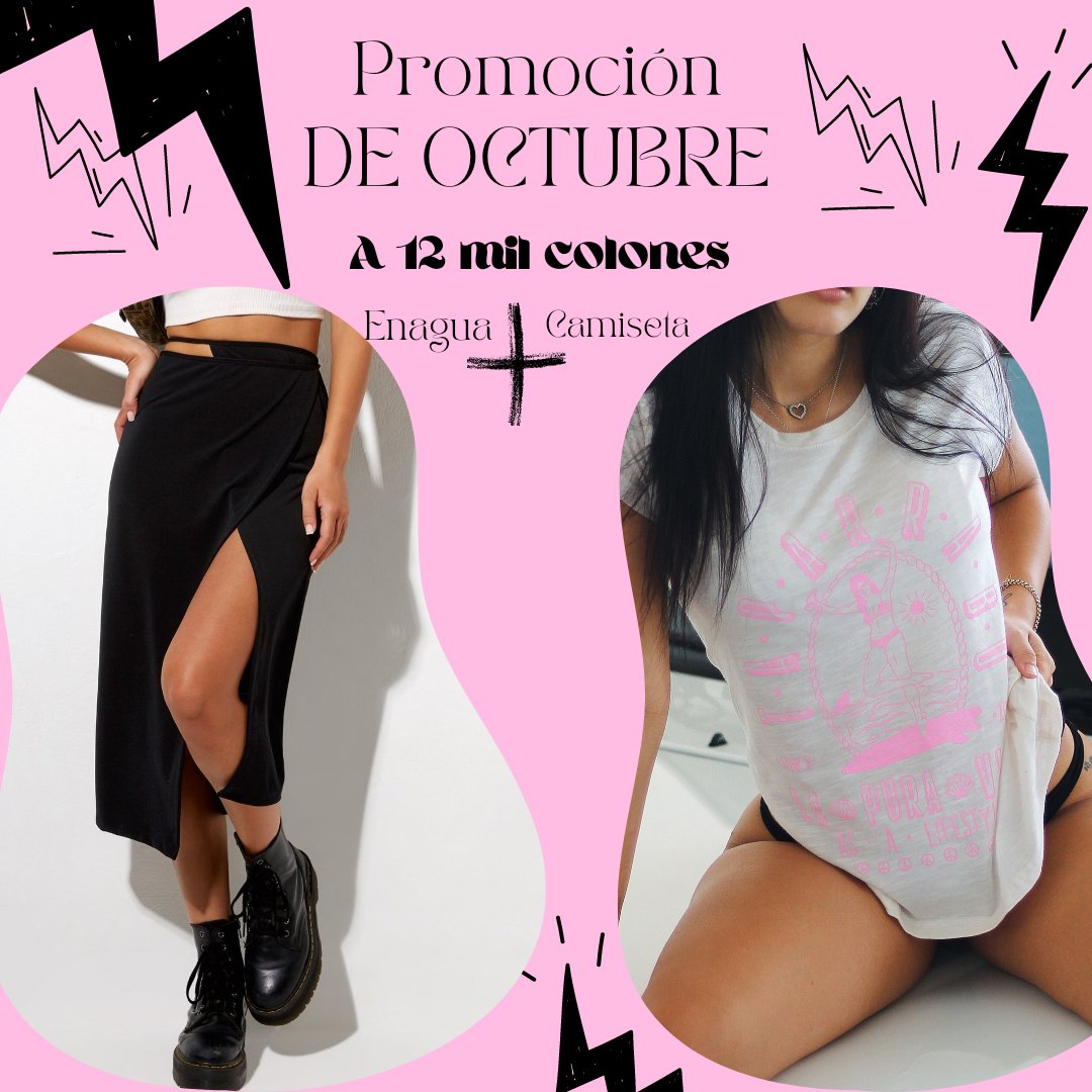 TaparraboCR's tweet photo. Aprovechá esta super promoción ❤ enagua envolvente negra y camiseta "la pura vida as a lifestyle" ambas prendas a tan solo 12 mil colones. https://t.co/WPxP6ItQa5