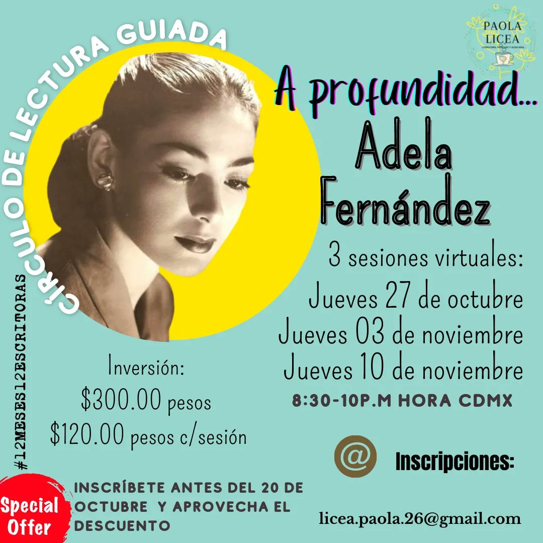 CejudoLicea's tweet photo. 💥El siguiente #circulodelectura abordaremos a una escritora del terror #AdelaFernandéz 
Informes a licea.paola.26@gmail.com https://t.co/AeFKYlTRnL