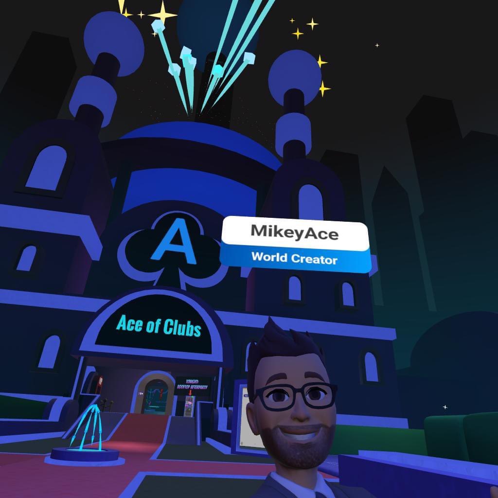 Mikey Ace (@mikeyacestudios) on Twitter photo 👍 Do you like virtual reality? This year I joined the Metaverse community of VR creators in Meta Horizon Worlds. I built a virtual nightclub, the Ace of Clubs, where thousands of guests come to dance, fly, and play party games.
<a href="/MetaQuestVR/">Meta Quest</a> @HorizonWorlds #Meta #AceOfClubs #VR 👍 Do you like virtual reality? This year I joined the Metaverse community of VR creators in Meta Horizon Worlds. I built a virtual nightclub, the Ace of Clubs, where thousands of guests come to dance, fly, and play party games.
<a href="/MetaQuestVR/">Meta Quest</a> @HorizonWorlds #Meta #AceOfClubs #VR