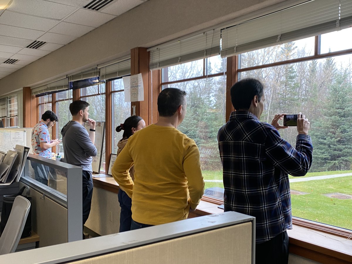NWSAnchorage's tweet photo. If you ever wonder if your resident meteorologists are passionate about weather and get excited like kids for the 1st snowfall…wonder no more! Check out this completely unscripted scene this afternoon @nwsanchorage when the first flakes started flying. #akwx #nerds https://t.co/u7gsXCyjnS