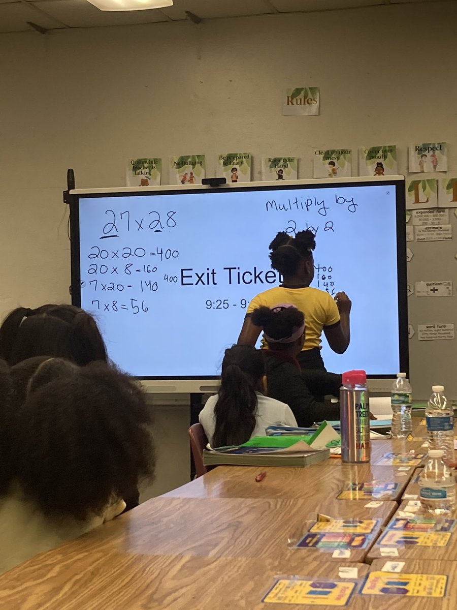 Place value. Partial products. So much discussion happening @WestRivieraES with 4th grade students. Understating is key. #LetsGo @McKnight_WRES @iTeach_JGS @YWilliams_North @Area4SuptPBCSD @emh_mr @SHigginsWRES
