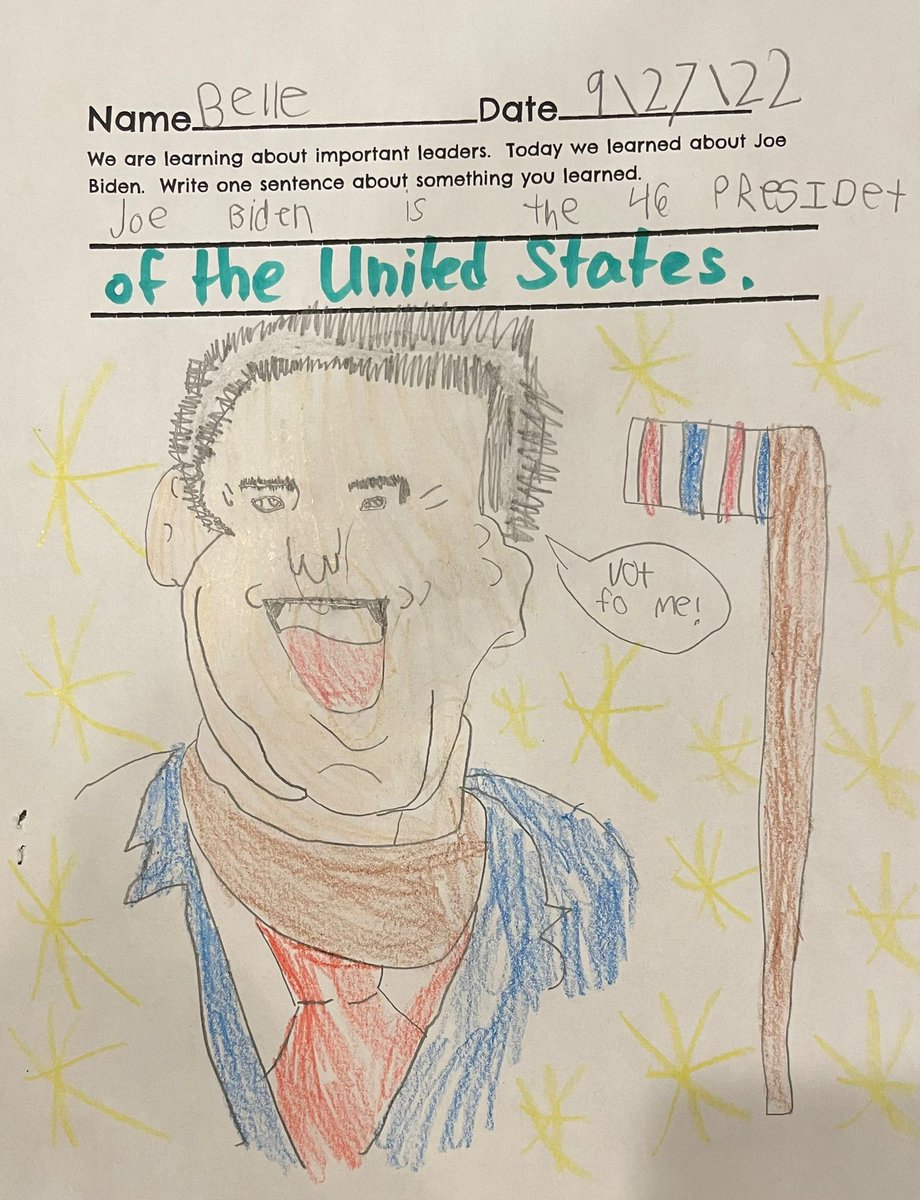 s_dub11's tweet photo. @DearPOTUS46 Our first-grader drew this picture in class and asked that we send it to the President. I know she would love to receive a letter back from the White House if possible. Thank you! https://t.co/AWzZy4EIEf