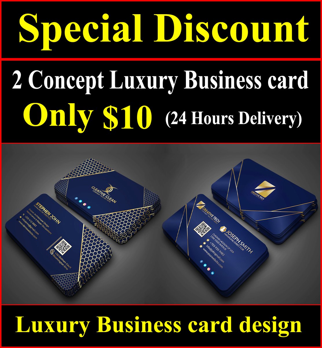 Special discounts on business card designs are now running. If you need a luxury business card design?
Order Now👉 rb.gy/gkesyv
#BusinessCard #business #businesscards #fiverr #graphicdesign #usa #design #Israel fiverr #discount #fiverrgig #gigs #luxury #luxurycard