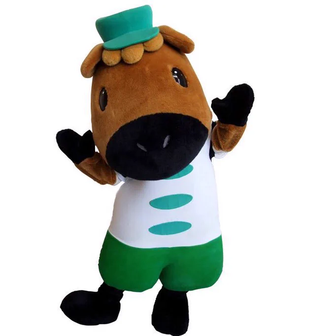 Nonsuke, a vegetable-carrying horse who walks on two legs and wears a hat, is the mascot of Shinshiro City in Japan. 