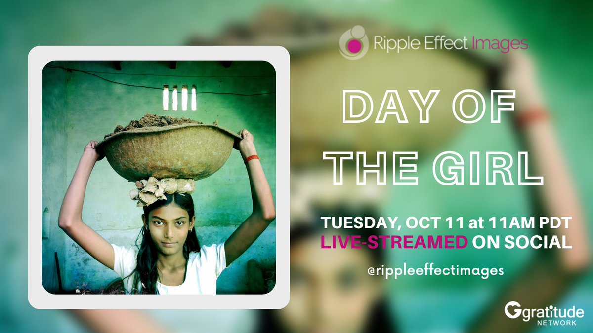 We want to celebrate our Fellow Liz Bloomfield from @RippleEffectImages and invite you to join a very inspirational LIVE-STREAMED EVENT on their social platforms.
Celebrate Girls Worldwide 👧🏿👧🏻👧🏼👧🏽👧🏾🌍
LIVE STREAMED
TUESDAY OCT 11 at 11:00AM PDT
#InternationalDayOfTheGirl