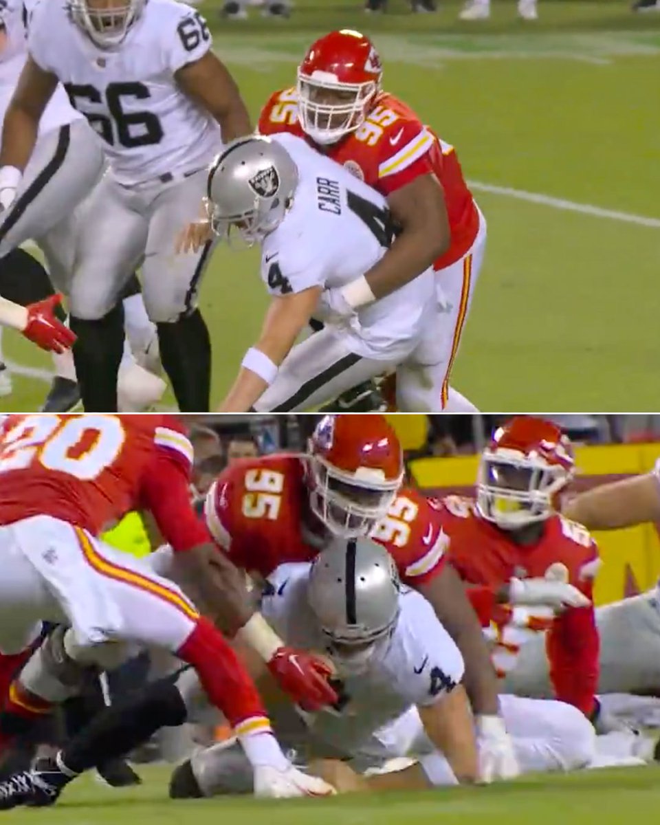 SportsCenter's tweet image. Chris Jones was called for roughing the passer on this play. #MNF