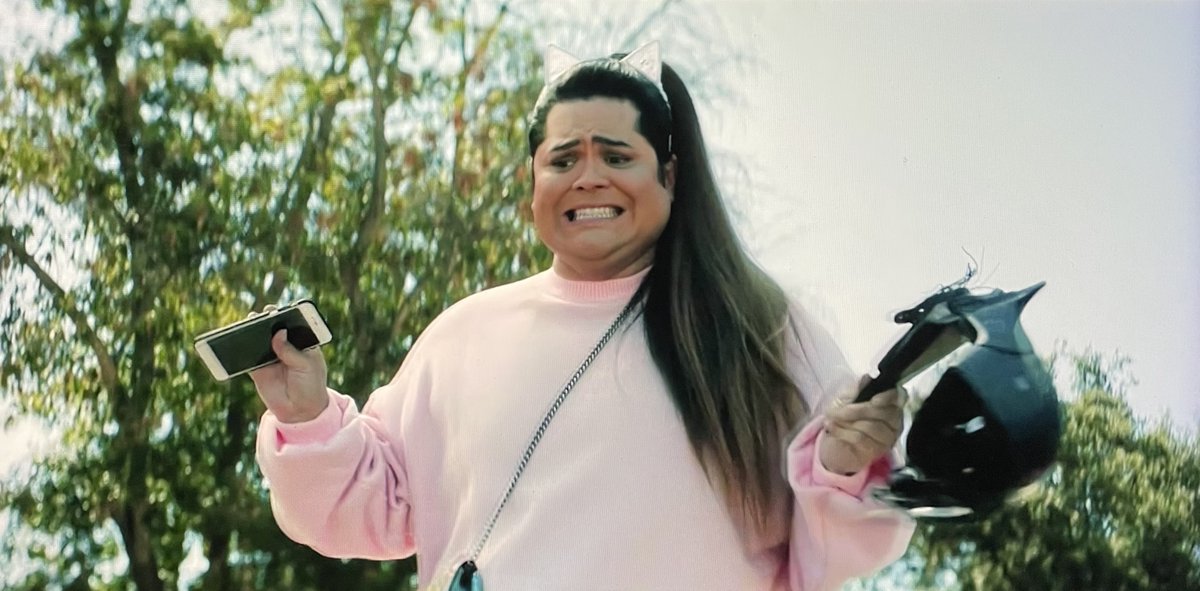 safety_haz's tweet photo. Just watched #CursedFriends with @Chelsnerd - what a fun, silly ride! @HARVEYGUILLEN you're a top-notch scream queen, and that Ariana Grande costume was A+! https://t.co/pq5FtrZAwt