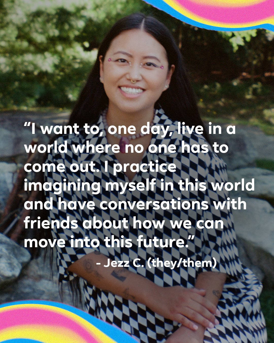 2 pic. Queer, neurodivergent, Korean-American writer & educator @JezzChung (they/them) of the ‘LGBTQ Professionals’ Facebook Group is creating a world where no one has to come out. #ComingOutDay https://t.co/K4PJGimJ8Q