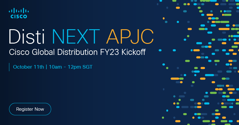 CiscoPartnersAP's tweet photo. Cisco Disti NEXT FY23 -APJC is starting soon at 10am SGT.
#CiscoDistribution
Watch live on Cisco TV
https://t.co/MZPmWljN27 https://t.co/6oqFulZmkt