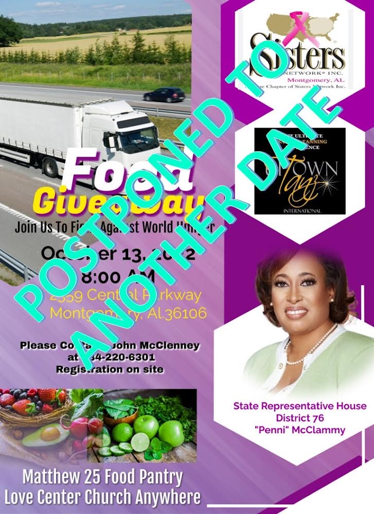 Food Give Away Cancelled for October 13; Future Dates Under Review.