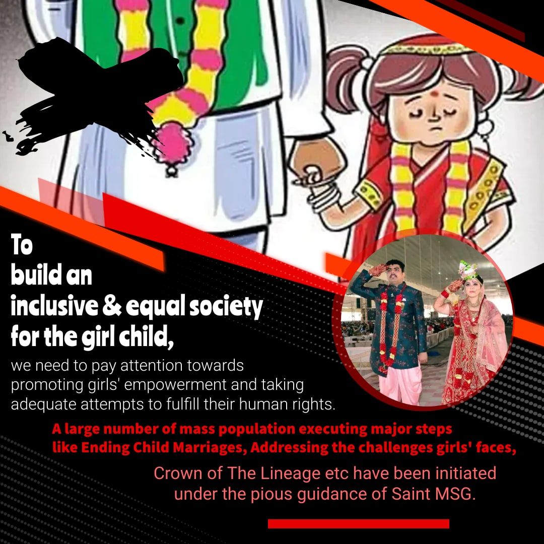 insankamal2230's tweet photo. #InternationalDayOfGirlChild
बाल विवाह को खत्म करने से ही समाज का भला होगा बाल विवाह से छोटी बच्चियों का मानसिक विकास नहीं हो पाता है इसलिए बेटियों को भी समान अधिकार देना चाहिए https://t.co/rgkvsiymg0
