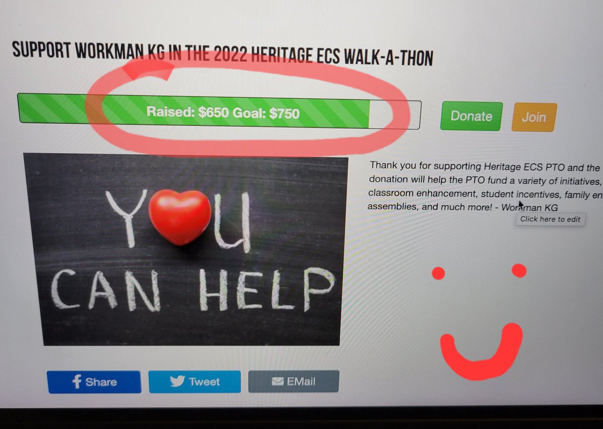 MrsWorkmanHECS's tweet photo. Wowza!!! We are only $100 away from our classroom goal!! Keep up the amazing work!Thank you kindergarten families! ❤️✨️ That's how you make magic!!
#HECSWalkAThon
#HECSmagic https://t.co/dDCbi4TVcx