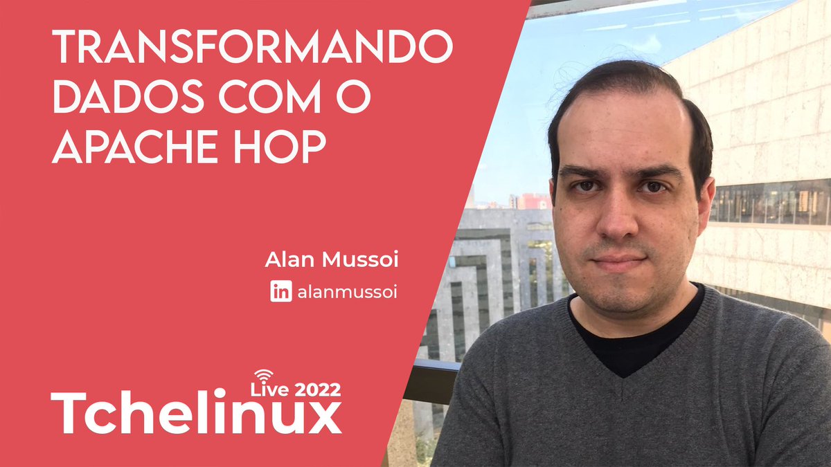 tchelinux's tweet image. A palestra "Transformando dados com o Apache Hop" apresentada por Alan Mussoi estreia nesta quinta, dia 13/10 às 20h! youtube.com/watch?v=1xDuUC… #tchelinux_live_2022