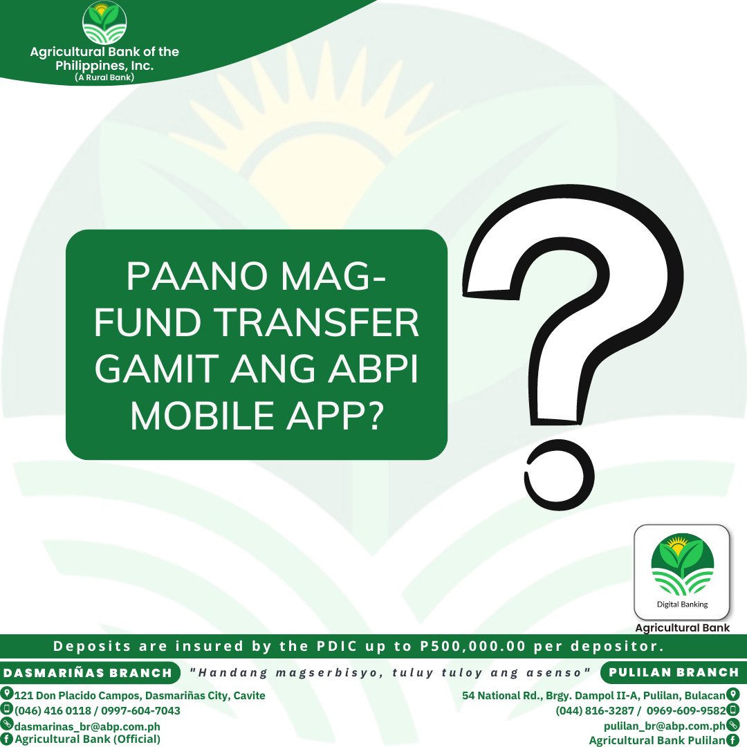 phil_agribank's tweet photo. Narito ang isang quick guide kung paano mag-transfer ng funds mula sa inyong ABPI account to other accounts! 

https://t.co/H8hua0Rc5s

#AgriculturalBankofthePhilippinesInc 
#handangmagserbisyotuloytuloyangasenso https://t.co/gZ3niCFTpq