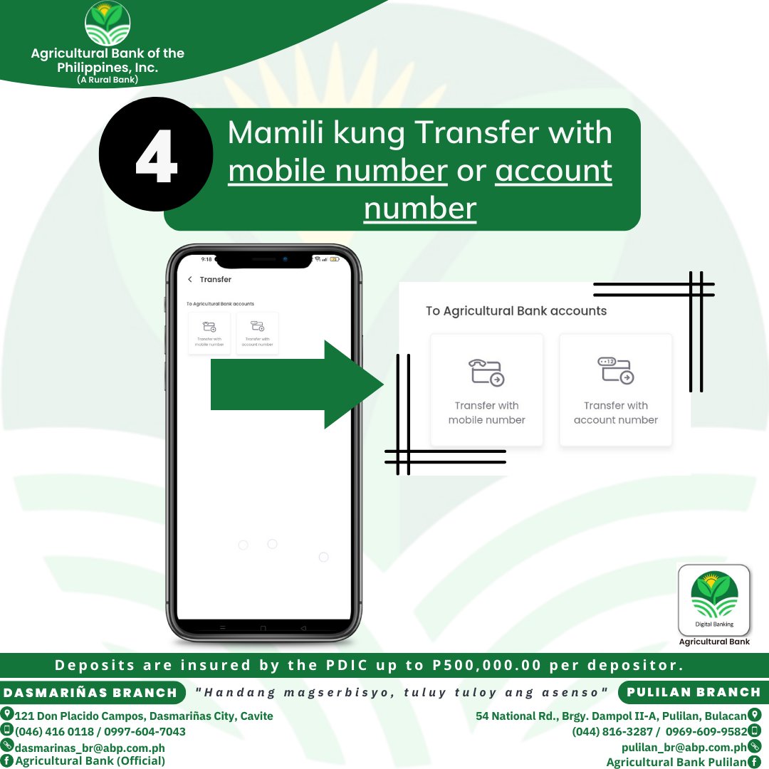 phil_agribank's tweet photo. PART 2:
Narito ang isang quick guide kung paano mag-transfer ng funds mula sa inyong ABPI account to other accounts! 

https://t.co/H8hua0Rc5s

#AgriculturalBankofthePhilippinesInc 
#handangmagserbisyotuloytuloyangasenso https://t.co/mOSOfd3H66