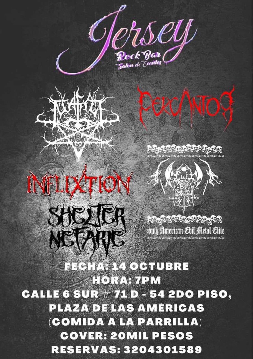 Toque de despedida!
Nos vemos el viernes 14 de octubre en el último show de <a href="/PercantorMetal/">Percantor</a> de este 2022.
organiza Jersey Salon de eventos