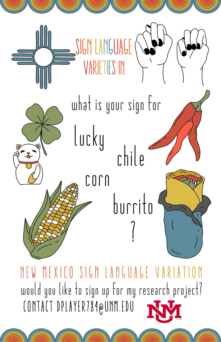 What's your sign for chile? 
Contact dplayer784@unm.edu to participate in this research project about sign language varieties in New Mexico!