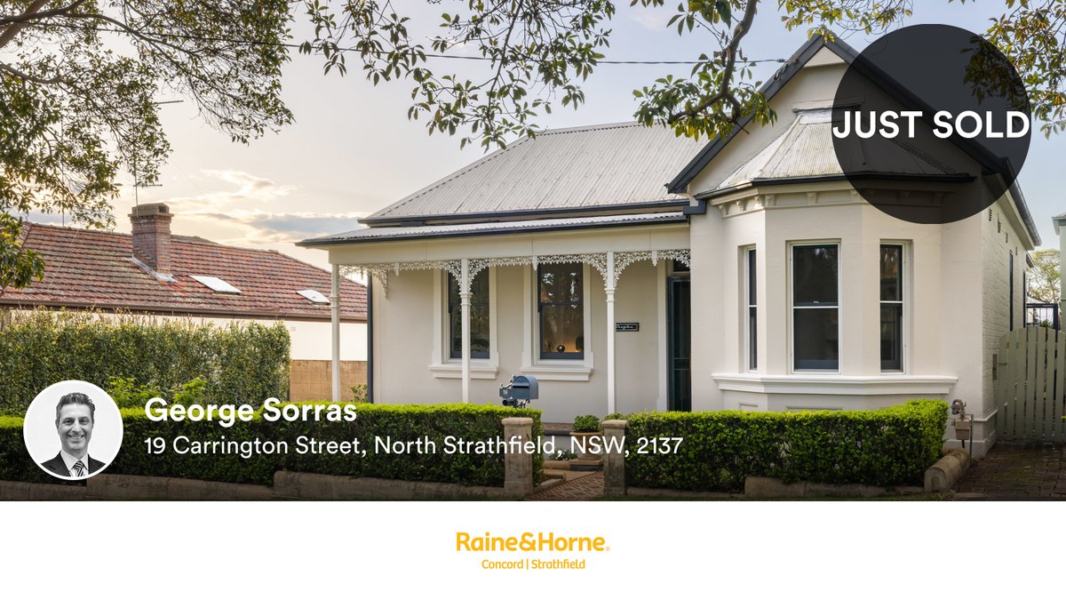 GeorgeSorras's tweet photo. 🛌 5 🛀 2 🚘 2
📍 19 Carrington Street, North Strathfield, NSW, 2137

My latest sale on RateMyAgent
https://t.co/353GoUErRG

...
#ratemyagent #realestate #Raine_and_Horne_ConcordStrathfield https://t.co/tClmajUZ34
