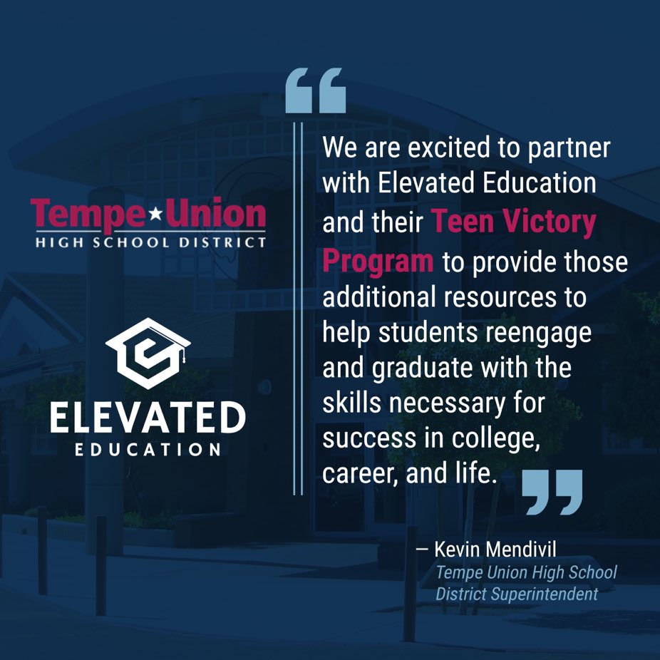 meehan_elevated's tweet photo. Big things are happening at Elevated Education thanks to critical partnerships with like minded leaders. Thank you @TempeUnionHSD, we are honored to come along side you to serve your students. https://t.co/6CV91GifRT