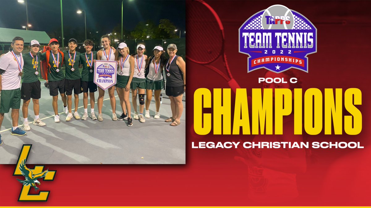 TAPPS_Tennis's tweet photo. Congratulations to Legacy Christian School, our TAPPS Team Tennis 2022 Pool C Champion!! #TAPPSteamtennis https://t.co/dfdsezwKf4