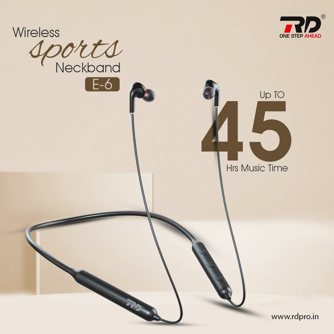 rd_india1's tweet photo. A whopping 45hours of playtime ensures your playlist is unstoppable with RD E-6 Wireless Neckband. 🎶⚡️
#neckband #rdmobileaccessories #onestepahead #nostringsattached #nostringstofix #Tuesday https://t.co/nMCbGOptg1