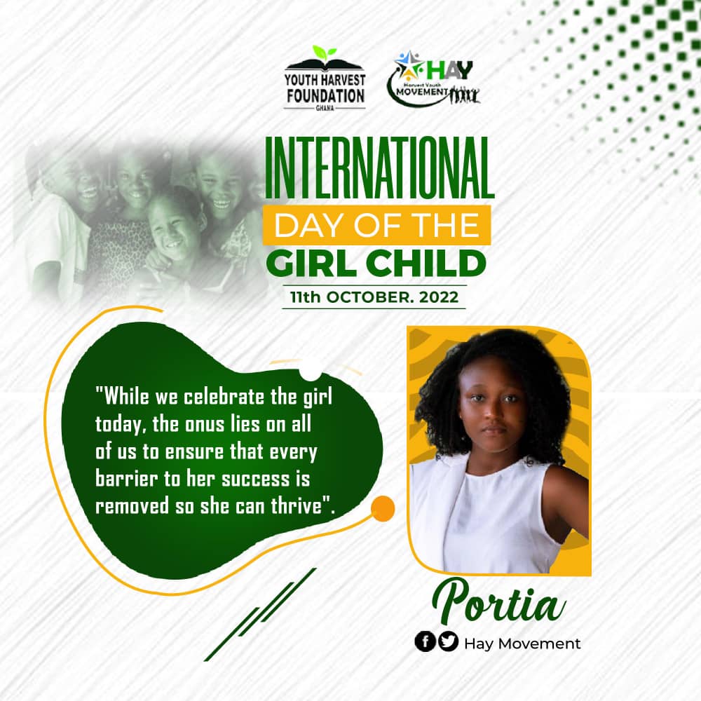 HayMovement's tweet photo. "While we celebrate the girl today, the onus lies on all of us to ensure that every barrier to her success is removed so she can thrive"

Happy International Day of the Girl!

#InternationalDayOfGirlChild #IDG2022 https://t.co/Db8vso0DBJ
