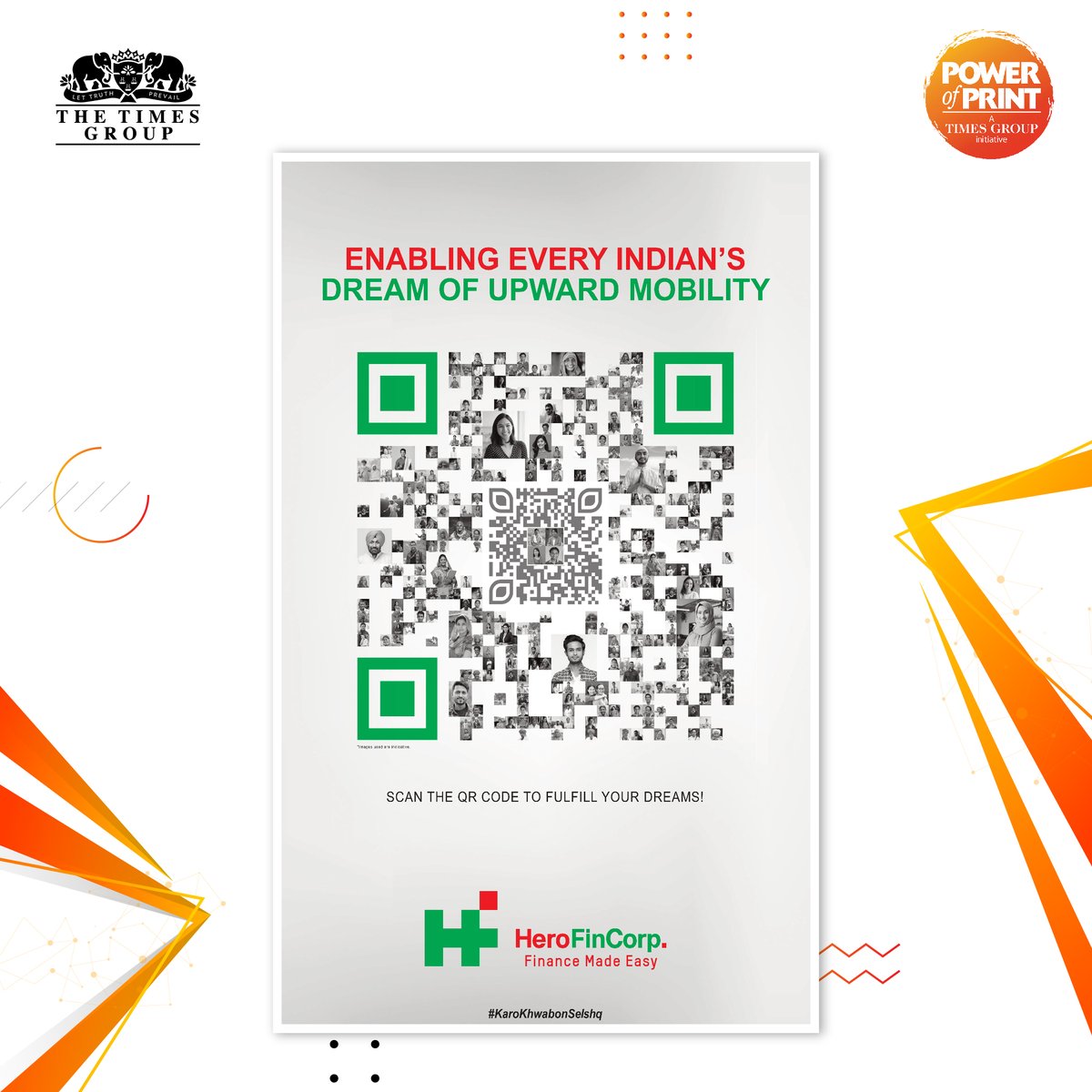 TimesResponse's tweet photo. This minimalistic ad by Hero FinCorp brilliantly uses pictures to build a QR code and illustrate how it’s enabling every Indian’s dream of upward mobility.

#PowerOfPrint #AdvertisewithTOI #TOI #ImpactfulAds #TimesResponse https://t.co/xoiV3lQTf6